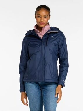 L.L. Bean Women's Blue Hooded Rain Jacket Storm Series